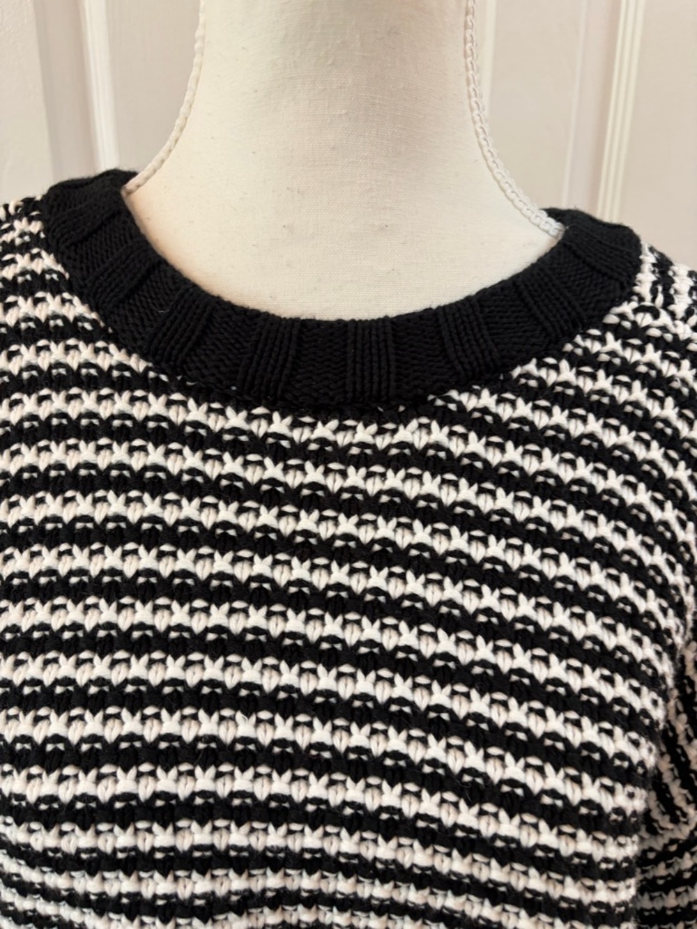 Pistola Black and White Sylvie Cotton Crew Neck Sweater Size XL - Picture 2 of 13